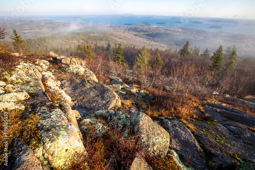 Tablou canvas Scenic sunrise at the top of Cadillac mountain Acadia National park