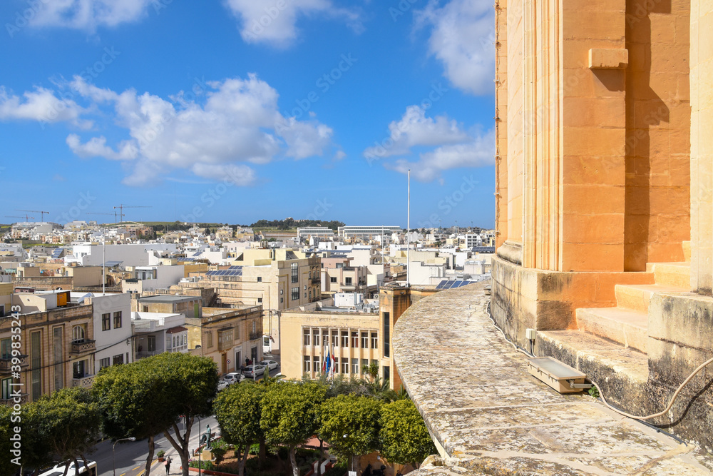 The beautiful limestone city of Mosta in the heart of the island of Malta
