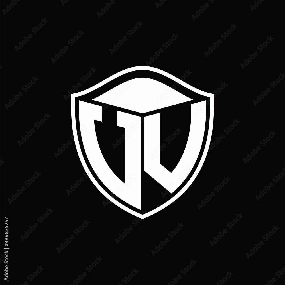 VU Logo monogram shield shape with outline rounded design template VU Logo monogram shield shape with outline rounded design template