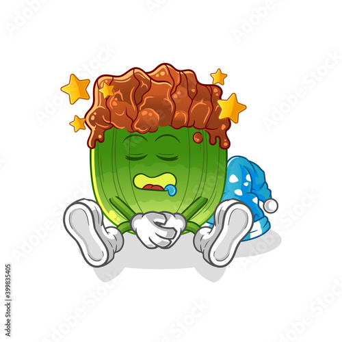 lettuce with bulgogi sauce sleeping character. cartoon mascot vector
