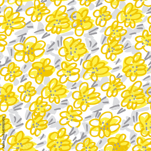 Yellow and gray floral sket...