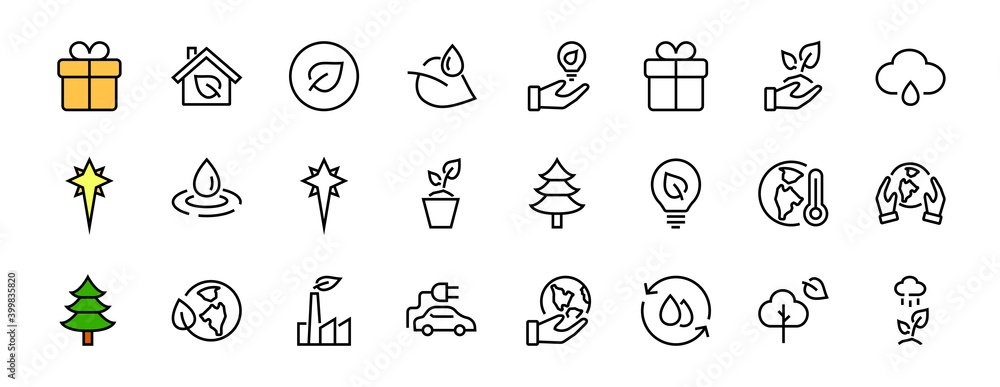 set of ECOLOGY icons, vector lines contains such icons as an electric car, global warming, forest, eco, watering plants, plants and much more. Editable stroke, ecology set of ECOLOGY icons, vector lines contains such icons as an electric car, global warming, forest, eco, watering plants, plants and much more. Editable stroke, ecology
