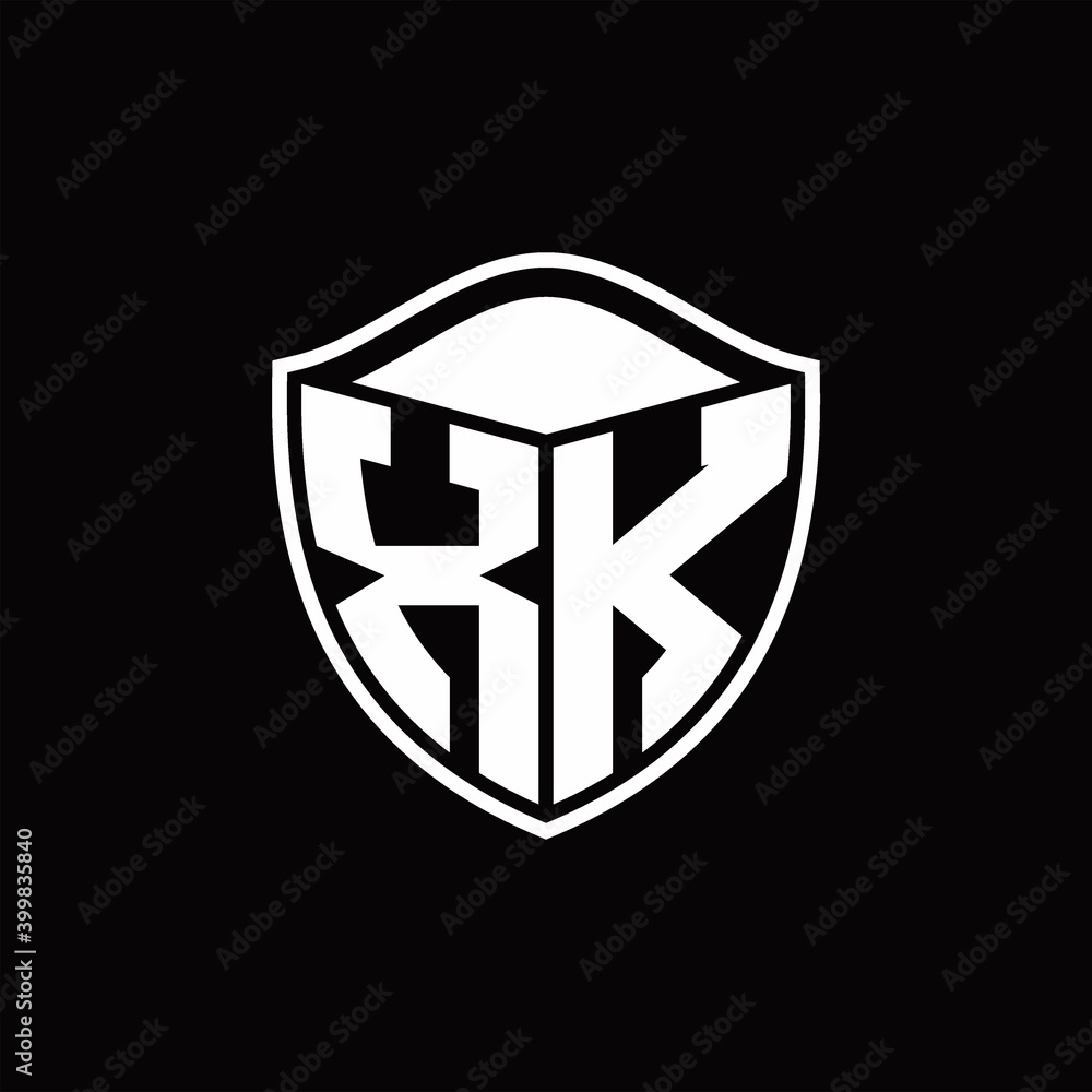 XK Logo monogram shield shape with outline rounded design template XK Logo monogram shield shape with outline rounded design template
