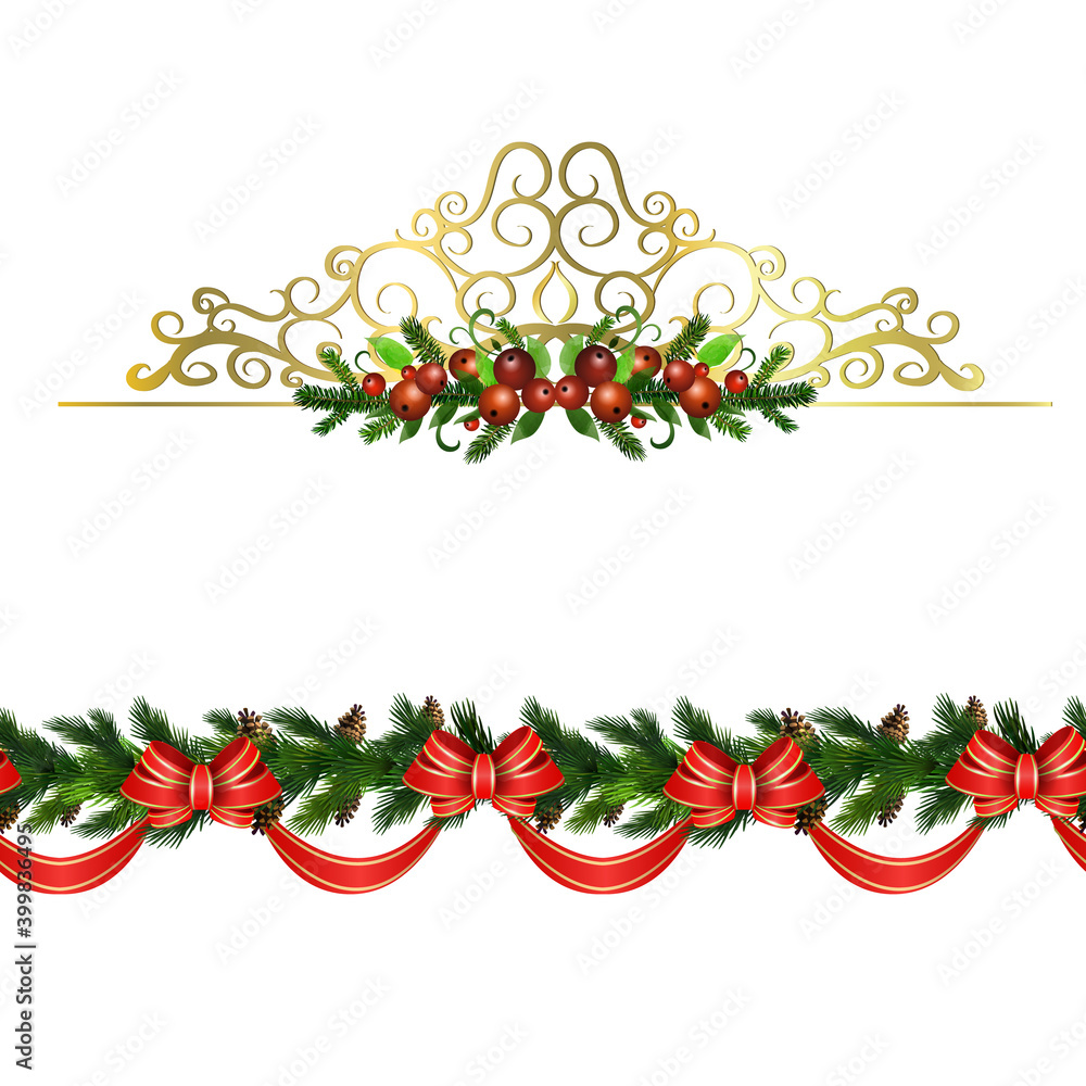 Christmas Holly brunches decoration vector