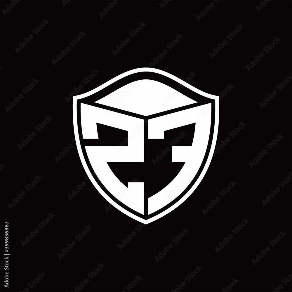 ZF Logo monogram shield shape with outline rounded design template ZF Logo monogram shield shape with outline rounded design template