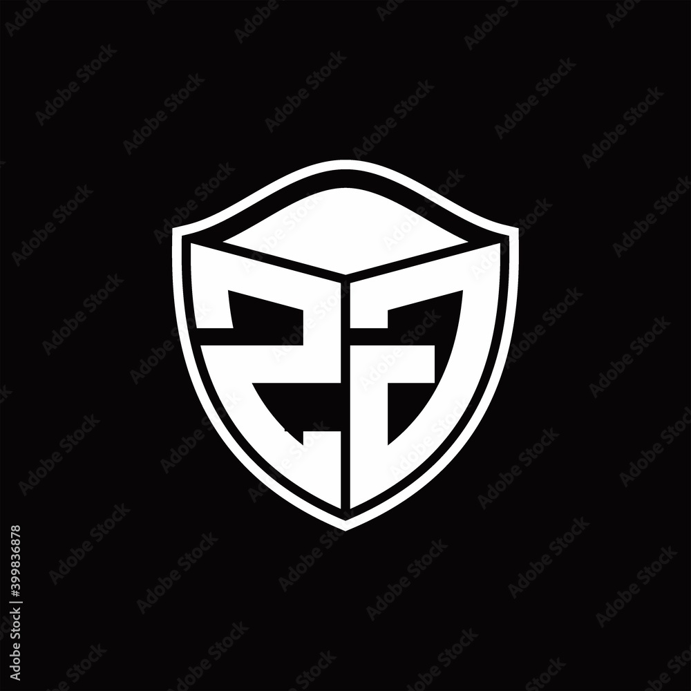 ZG Logo monogram shield shape with outline rounded design template ZG Logo monogram shield shape with outline rounded design template