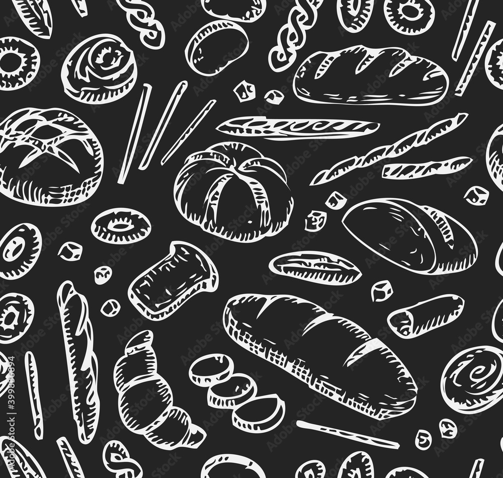 Food seamless pattern with bread