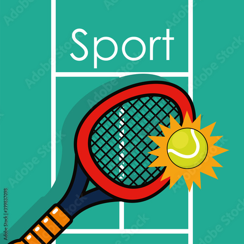 sport tennis racket and ball vector design