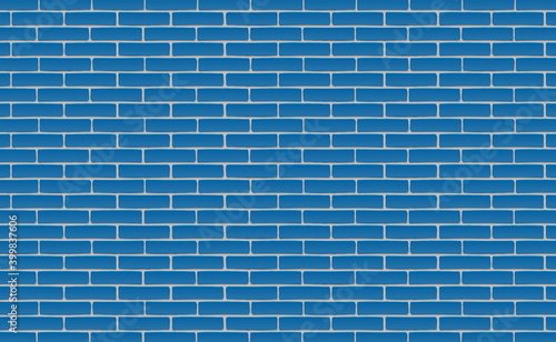 Blue brick wall background. Texture blue colored bricks rustic. Vector illustration.