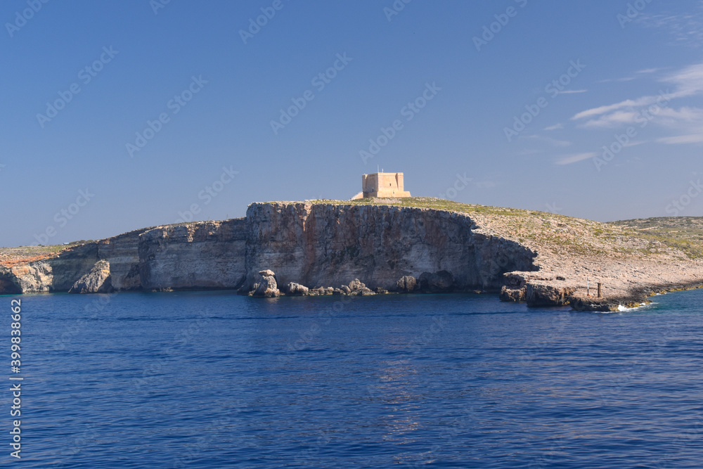 Stone watch tower fortification in Gozo, Malta