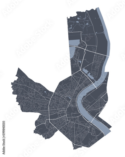 Bordeaux map. Detailed map of Bordeaux city poster with streets. Cityscape vector.