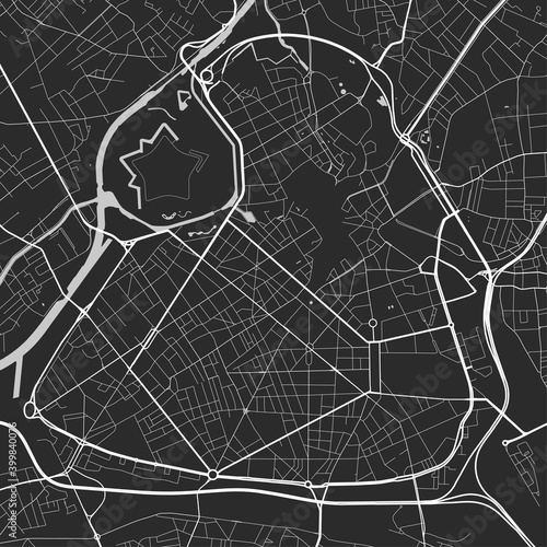 Urban city map of Lille. Vector poster. Grayscale street map.