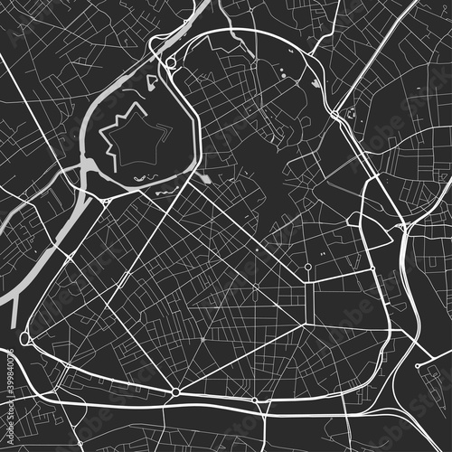 Urban city map of Lille. Vector poster. Grayscale street map. photo