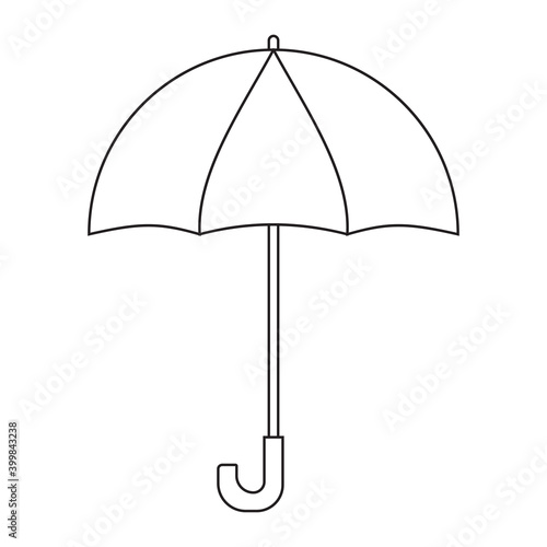 Outline cartoon umbrella isolated on white background. Coloring page.