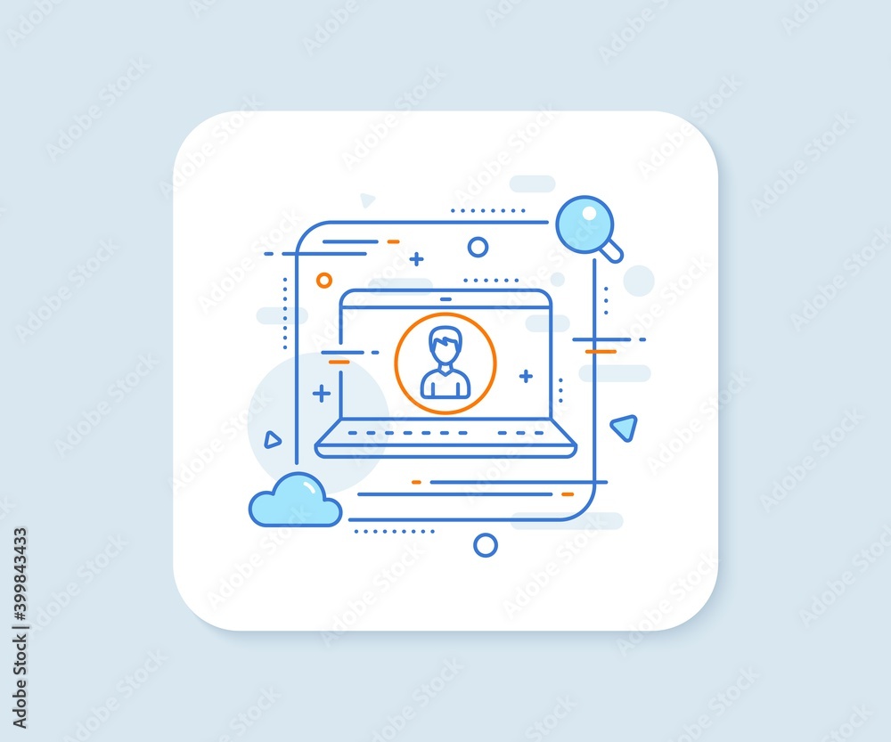User line icon. Abstract vector button. Profile Avatar sign. Male Person silhouette symbol. Person line icon. Laptop concept badge. Vector User line icon. Abstract vector button. Profile Avatar sign. Male Person silhouette symbol. Person line icon. Laptop concept badge. Vector