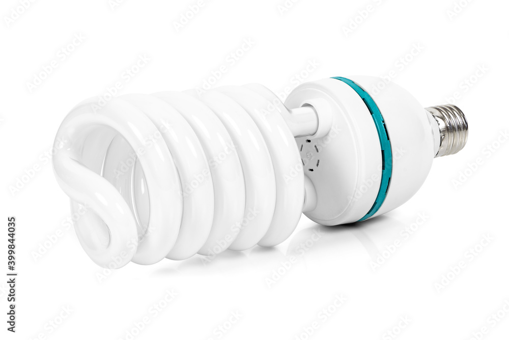 Energy saving fluorescent light bulb on white background Energy saving fluorescent light bulb on white background