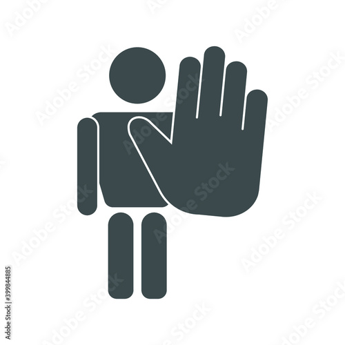 
Social distancing Maintain a safe distance. Vector image.
A man with an outstretched palm.