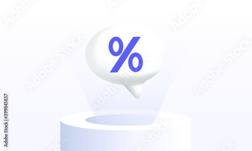 Vector illustration depicting a percent sign, a ray of light. Business illustration on the topic of discounts, finance, business. Seasonal sales.