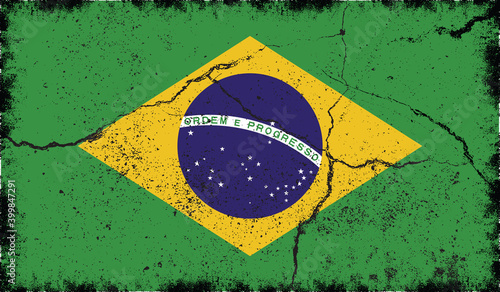 Grunge Brazil Flag Premium Vector