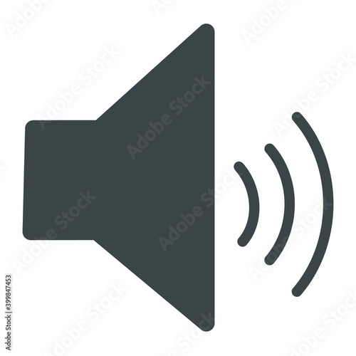 Solid speaker wave volume icon. Fully editable. Royalty free.