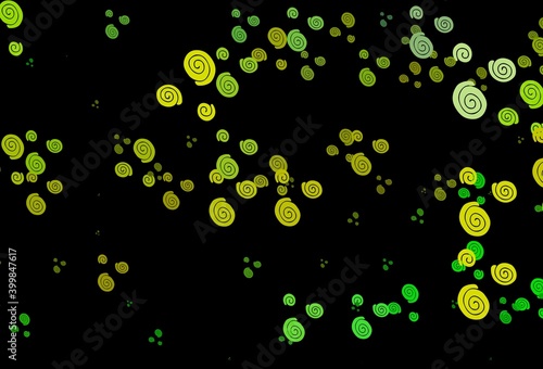 Dark Green, Yellow vector pattern with curved circles.