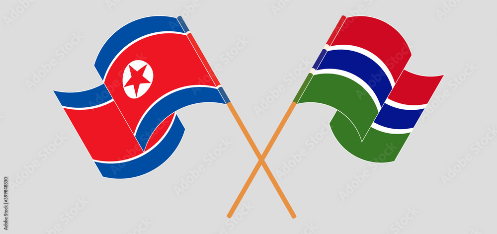 Crossed flags of North Korea and the Gambia Crossed flags of North Korea and the Gambia