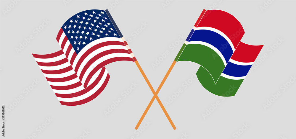 Crossed flags of the USA and the Gambia Crossed flags of the USA and the Gambia