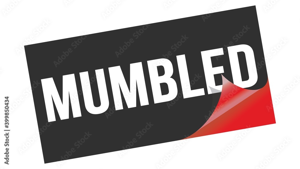 MUMBLED text on black red sticker stamp. MUMBLED text on black red sticker stamp.