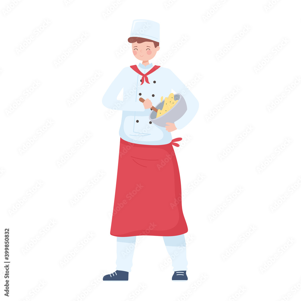 young chef mixing dough in a bowl preparing dinner young chef mixing dough in a bowl preparing dinner