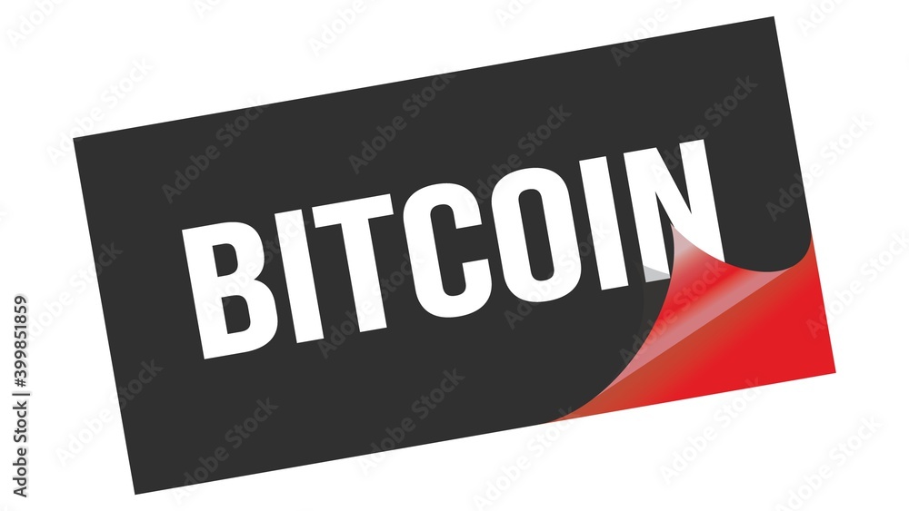 BITCOIN text on black red sticker stamp. BITCOIN text on black red sticker stamp.