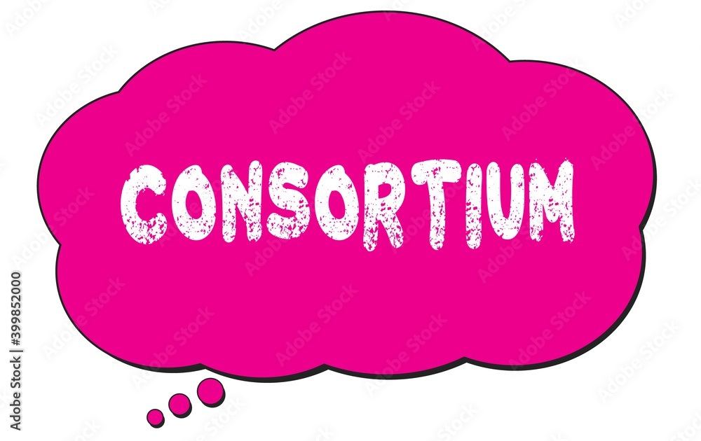 CONSORTIUM text written on a pink thought bubble. CONSORTIUM text written on a pink thought bubble.