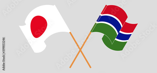 Crossed flags of Japan and the Gambia