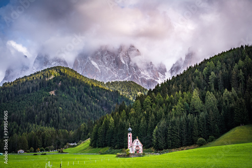 St. Johann church in Ranui in the dolomites photo