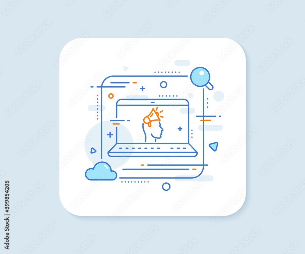 Brand ambassador line icon. Abstract vector button. Megaphone sign. Advertisement device symbol. Brand ambassador line icon. Laptop concept badge. Vector Brand ambassador line icon. Abstract vector button. Megaphone sign. Advertisement device symbol. Brand ambassador line icon. Laptop concept badge. Vector