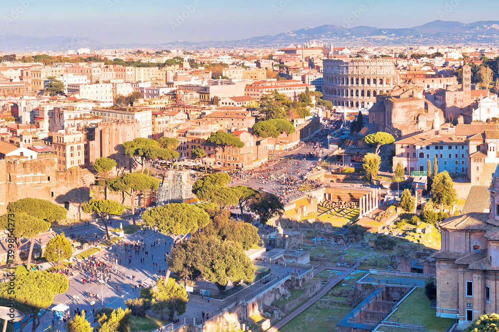 Eternal city of Rome historic landmarks panoramic view