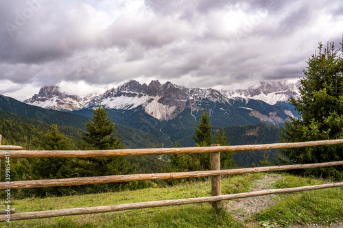 landscape with a fence and mountains