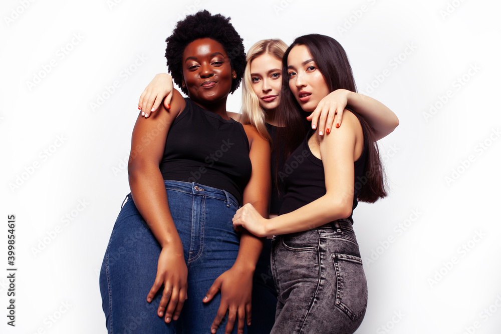 diverse multi nation girls group, teenage friends company cheerful having fun, happy smiling, cute posing isolated on white background, lifestyle people concept, african-american, asian and caucasian diverse multi nation girls group, teenage friends company cheerful having fun, happy smiling, cute posing isolated on white background, lifestyle people concept, african-american, asian and caucasian