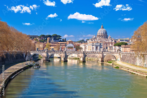 Rome. Tiber river and Rome historic cityscape and Vatican view