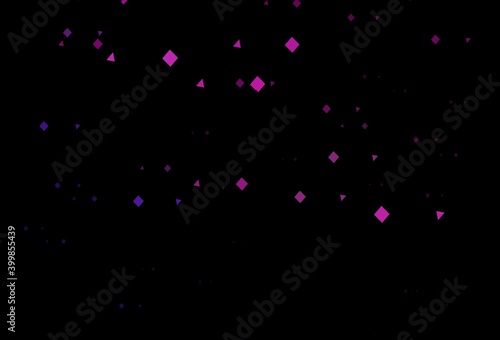 Dark purple  pink vector backdrop with lines  circles  rhombus.