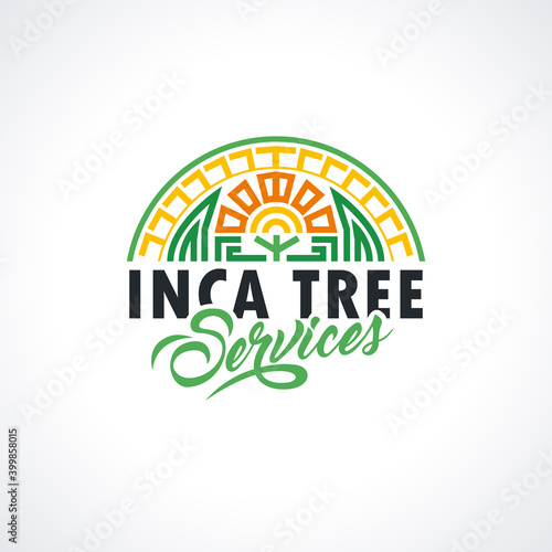 Incas logo template. Inca logo. Tree services illustration for your company. Maya Vector element for your design, identity, corporation, shop. 