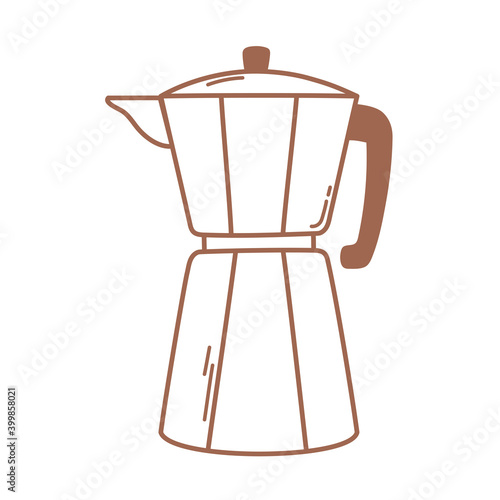 coffee brewing moka pot icon in brown line