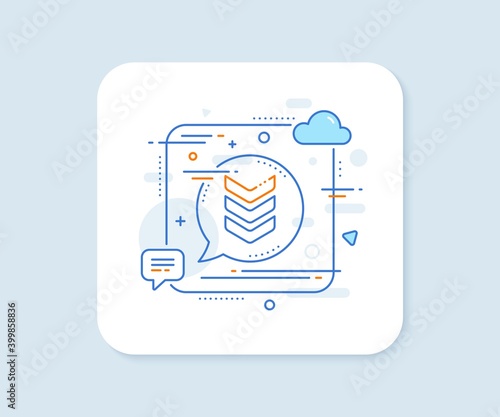 Shoulder strap line icon. Abstract square vector button. Army reward sign. Best rank symbol. Shoulder strap line icon. Speech bubble concept. Vector