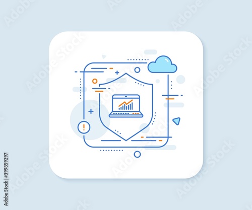 Data Analysis and Statistics line icon. Abstract vector button. Report graph or Chart sign. Computer data processing symbol. Online statistics line icon. Protect shield concept. Vector