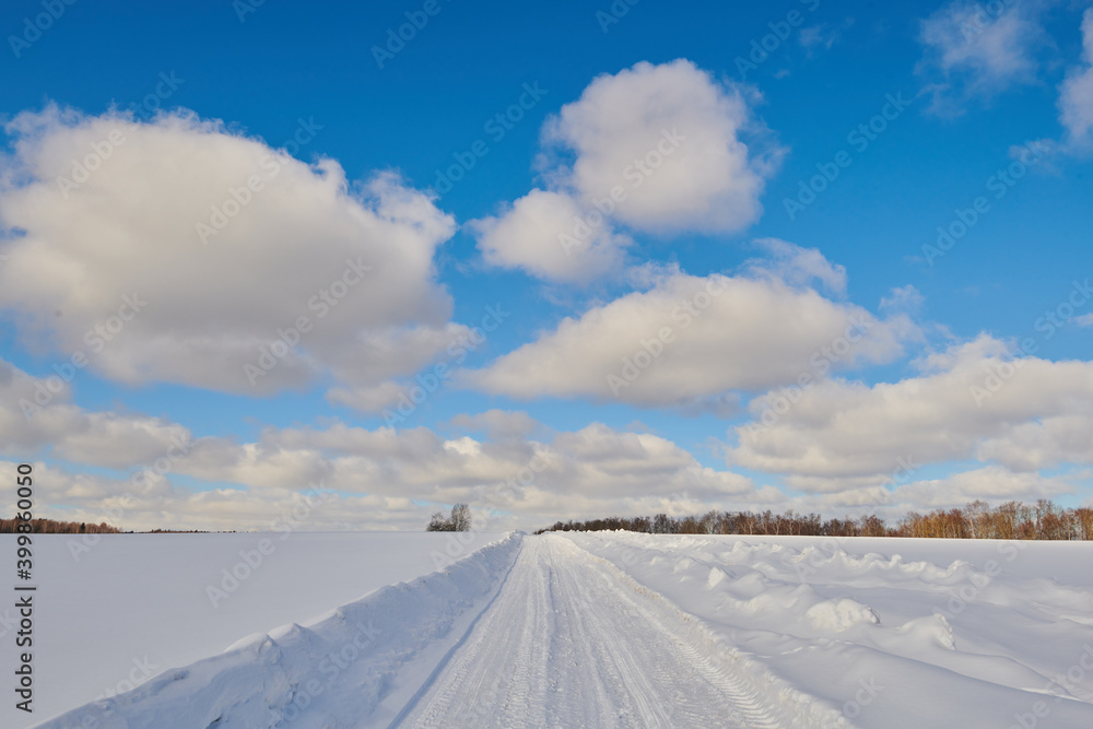 winter road in the snow