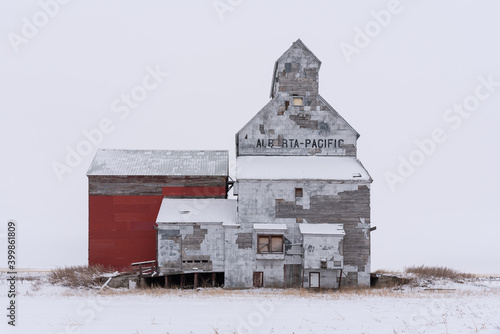 Old grain elevator in the ghost town of Raley in southern Alberta. photo