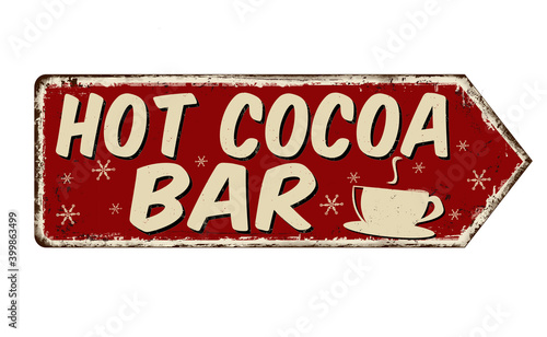Hot cocoa bar vintage rusty metal sign