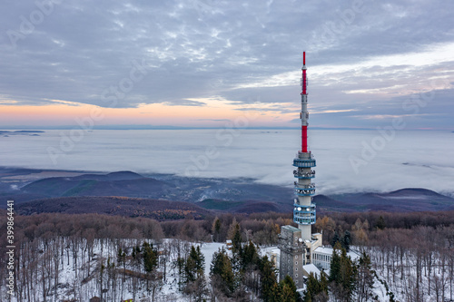 Hungary - Kekesteto in winter time with TV tower, this is the highest point in Hungary © SAndor