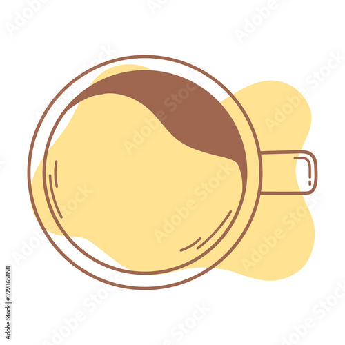 top view coffee cup beverage icon line and fill