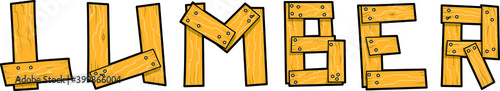 The word Lumber made of wooden boards.