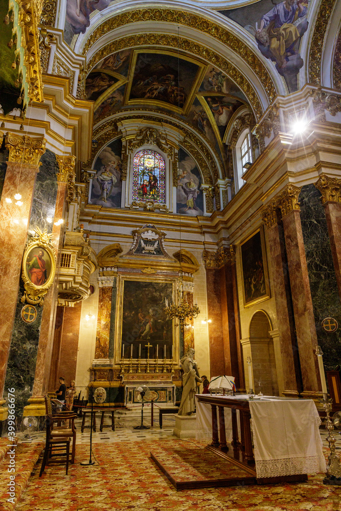 Interior of Saint Paul´s Cathedral in Mdina, Malta.